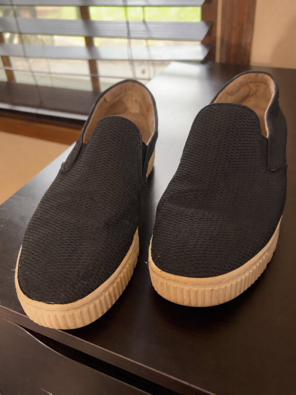 SOUL Naturalizer Black Perforated Slip-On Platform Sneakers Size 8M